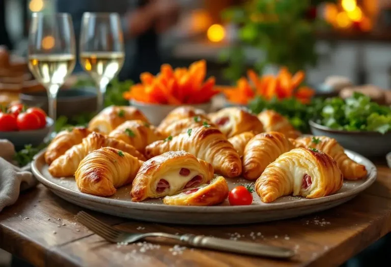 Mini croissants apéritifs garnis façon pizza au jambon et fromage bien fondant